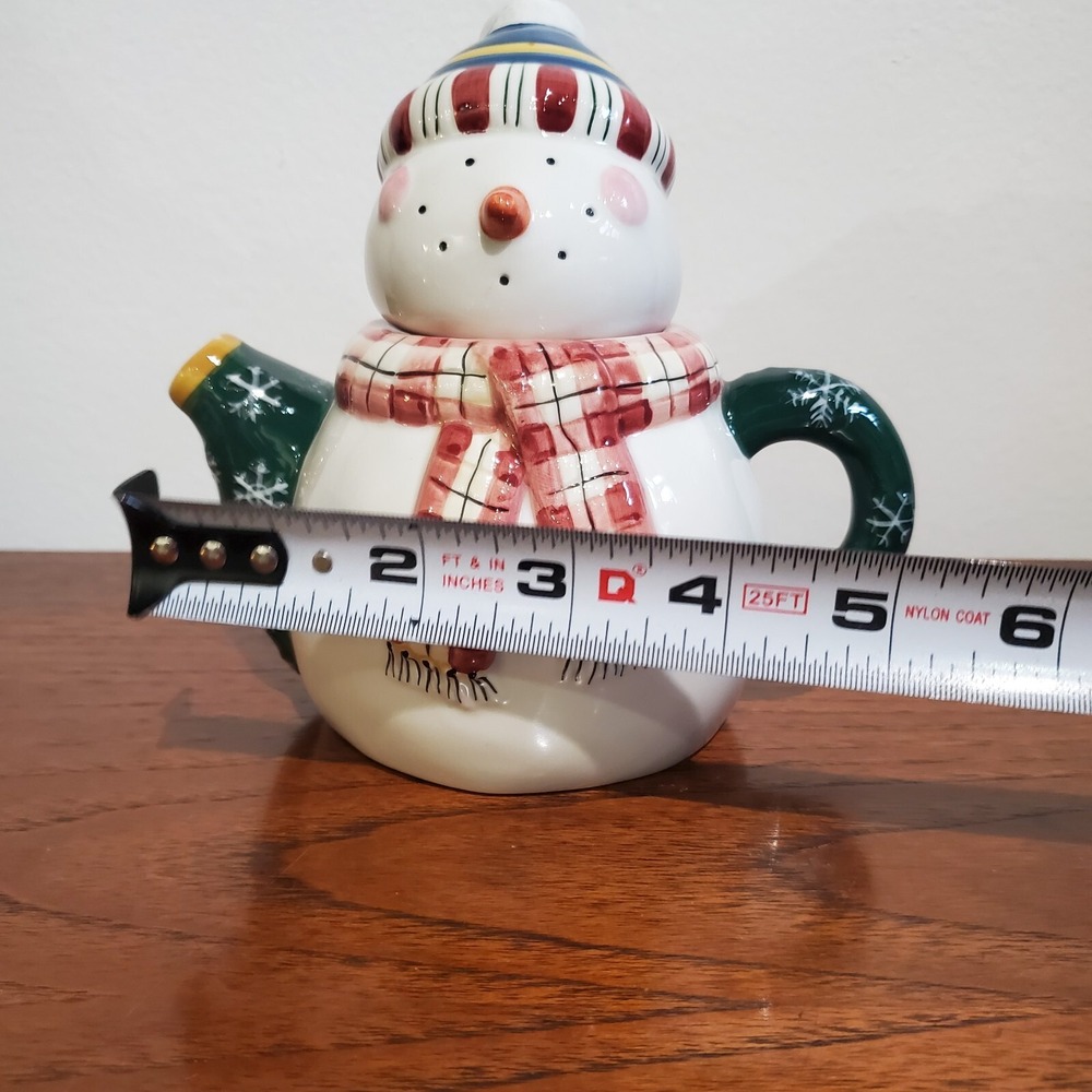 Debbie Mumm Sakura hand painted ceramic snowman mini teapot 6" - Picture 9 of 9